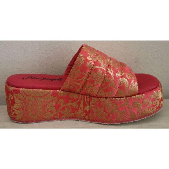 Free People Women's Sz 38.5 US 8.5 Coral Almost Paradise Platform Sandals - Picture 6 of 12